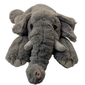 FAO Schwarz Elephant Plush Stuffed Animal Toy Gray Soft 2020 Floppy Laying‎ Down